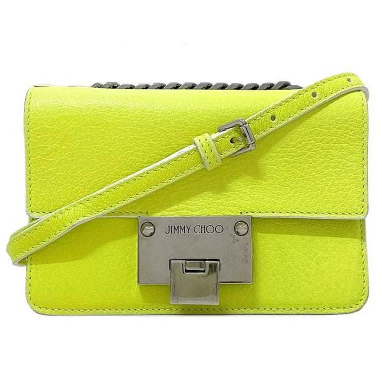 Pre Owned Jimmy Choo Chain Shoulder Bag Neon Yellow Level Soft