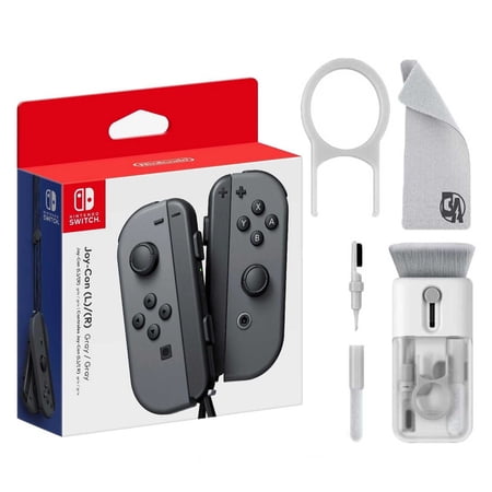 Pre-Owned Joy-Con (L/R) Wireless Controllers for Nintendo Switch - Gray With Cleaning Electric kit Bolt Axtion Bundle (Refurbished: Like New)