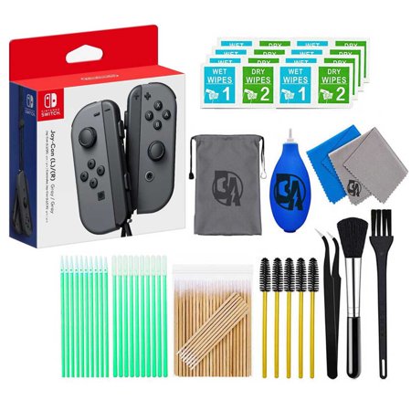 Pre-Owned Joy-Con (L/R) Wireless Controllers for Nintendo Switch - Gray With Cleaning Manual Kit Bolt Axtion (Refurbished: Like New)