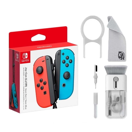 Restored Joy-Con (L/R) Wireless Controllers for Nintendo Switch - Neon Red/Neon Blue With Cleaning Electric kit Bolt Axtion (Refurbished)