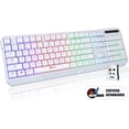 thumbnail image 1 of Restored KLIM Chroma Wireless Gaming Keyboard, Long-Lasting Rechargeable Battery, Quick and Quiet Typing, Water Resistant, RGB Backlit for PC, PS5, PS4, Xbox One, Mac - White (Refurbished), 1 of 6