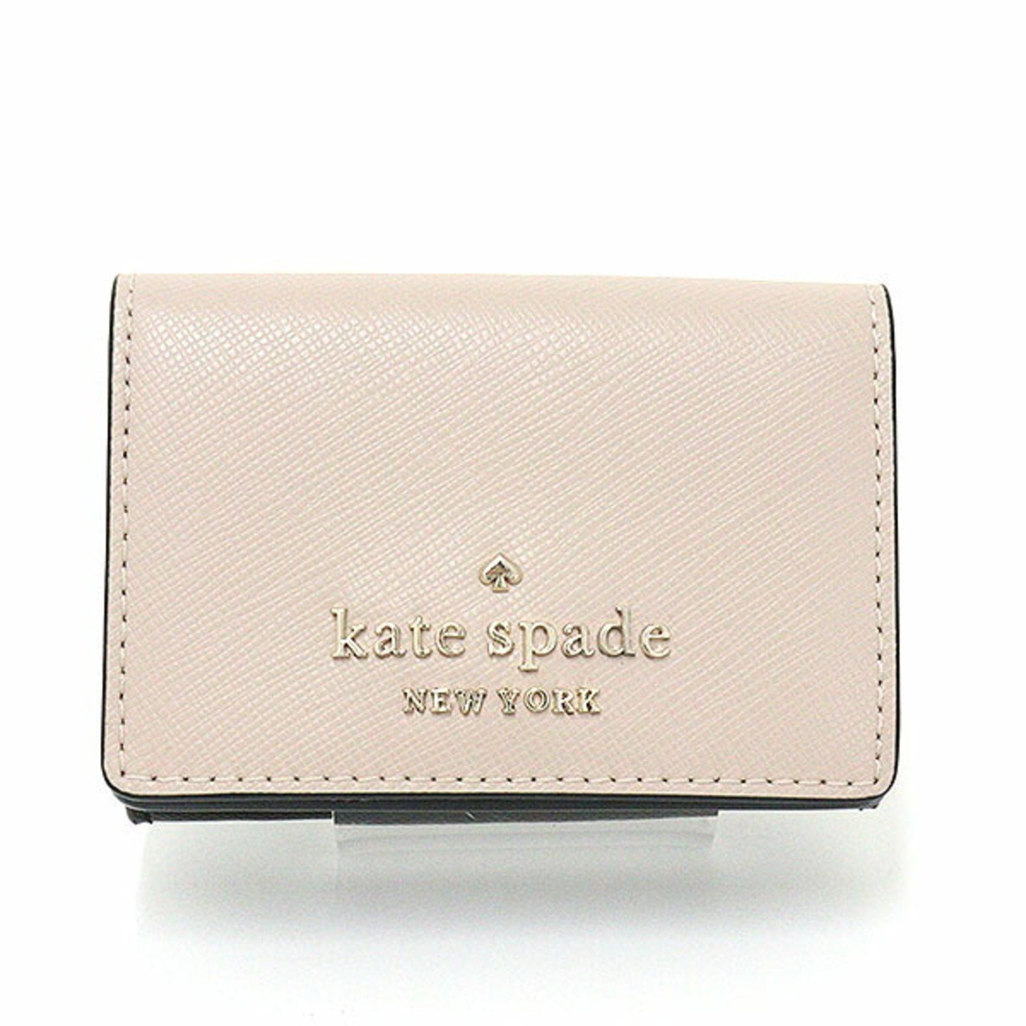Pre-Owned Kate spade Stacy Color Block Micro Trifold Warm Beige Multi Black PVC Leather WLR00127 Wallet Small Purse (Good)