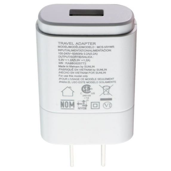 Pre-Owned LG Single USB (5.0V/1.2A) Travel Wall Adapter Charger - White (MCS-V01WR/P)