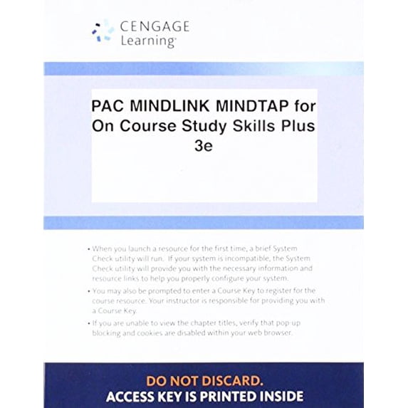 Pre-Owned LMS Integrated for MindTap College Success, 1 term (6 months) Printed Access Card for Downing's On Course Study Skills Plus, 3rd Paperback - USED