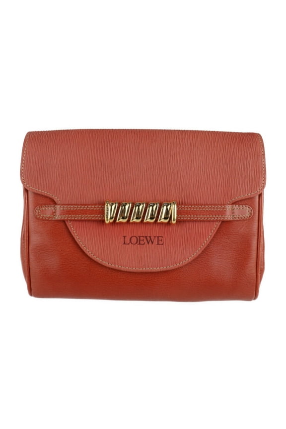 Pre-Owned LOEWE Loewe Velazquez Twist Clutch Bag Leather Vermillion Series Second (Good)
