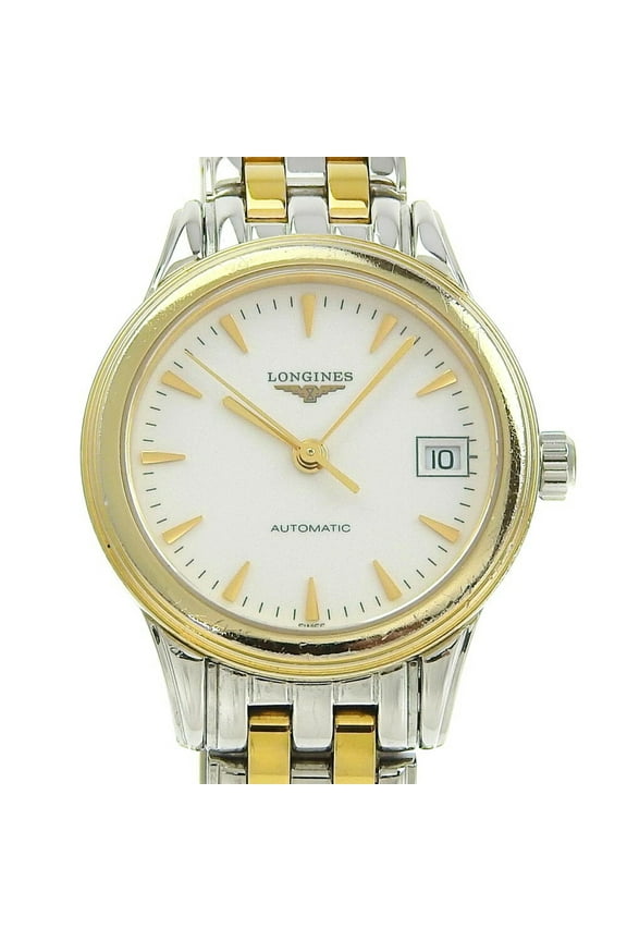 Pre-Owned LONGINES Watch, Combi, cal.592.2, L4.274.3, Stainless Steel, Gold, Automatic, Analog Display, White Dial, Women's (Fair)