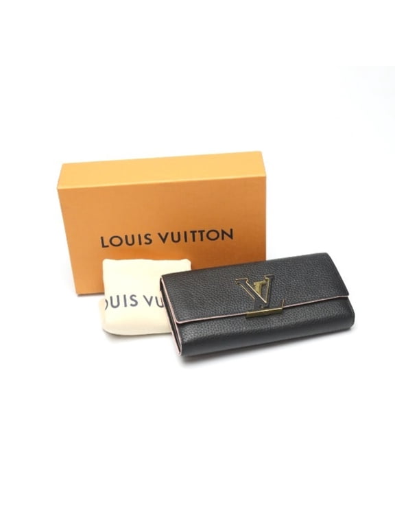 Pre-Owned LOUIS VUITTON Bifold Long Wallet Taurillon Portefeuille Capucines M67663 Louis Vuitton Black LV (Good)