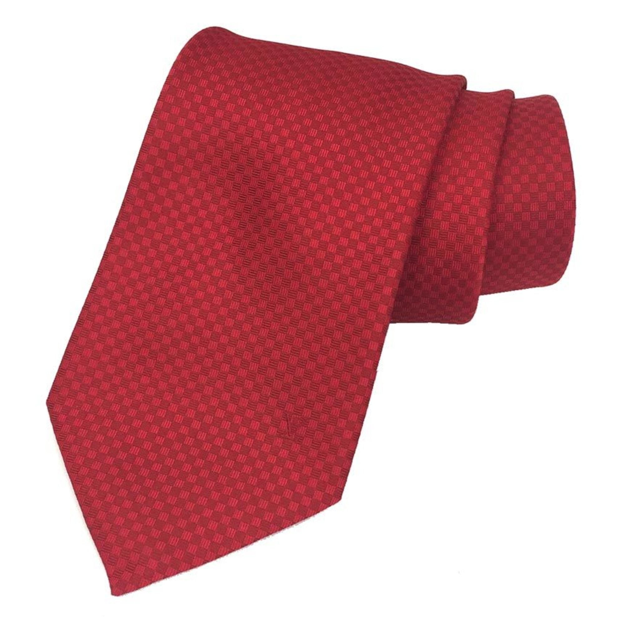 Pre-Owned LOUIS VUITTON Cravat Micro Damier 8CM M78751 Rouge Red Silk ...