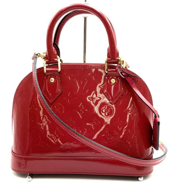 Pre Owned LOUIS VUITTON M90174 Alma BB Handbag Shoulder Bag 2way Red Monogram Vernis Enamel Women s Good Walmart