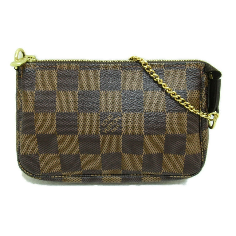 Pre Owned LOUIS VUITTON Mini Pochette Accessoires Brown Ebene Damier PVC coated canvas N58009 Good Walmart