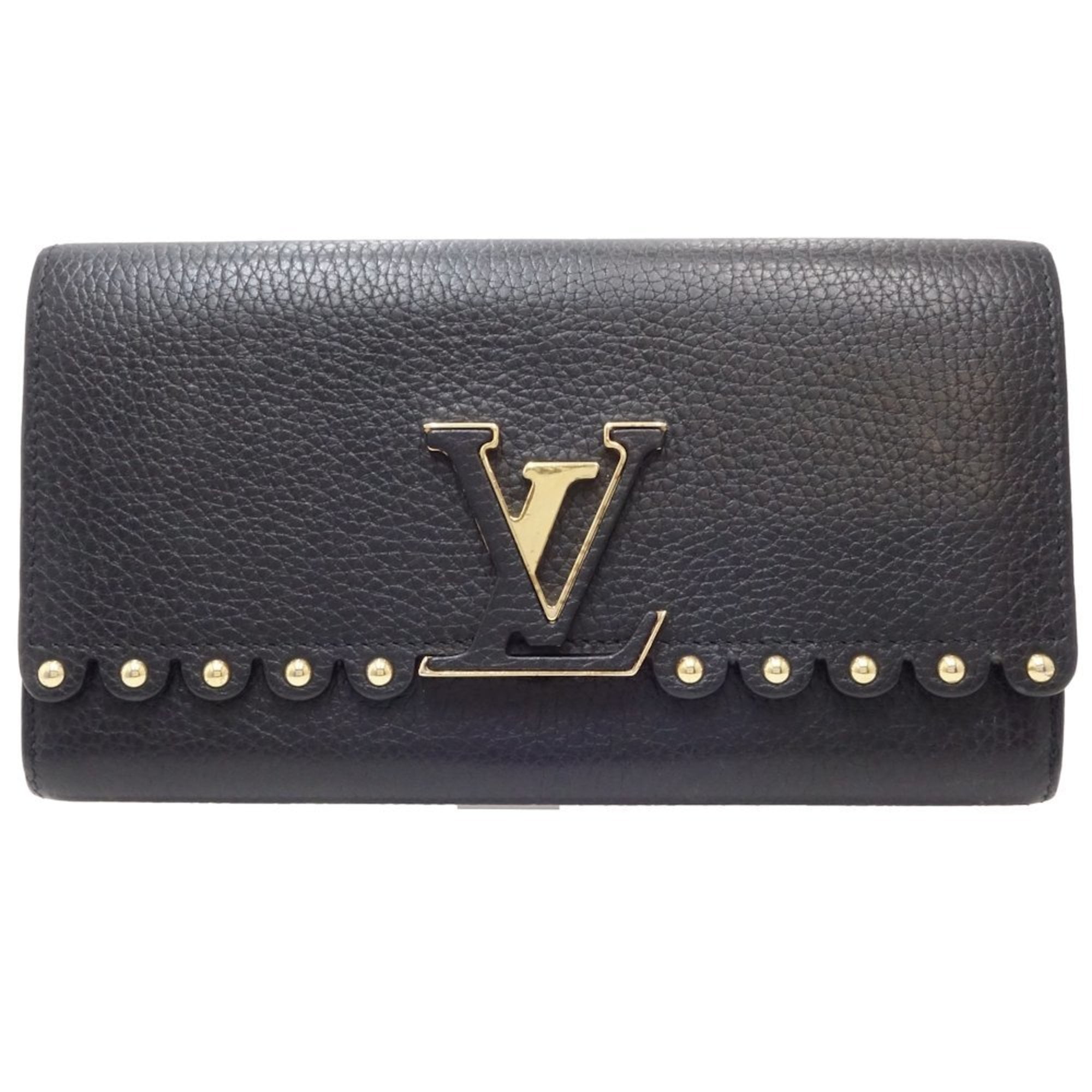 Pre Owned LOUIS VUITTON Portefeuil Capucines M64102 Long Wallet Taurillon Leather Black 083021 Good Walmart