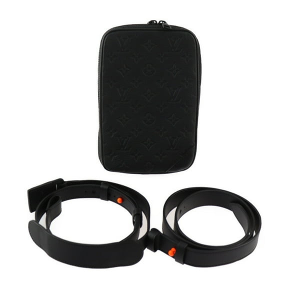 Pre-Owned LOUIS VUITTON Utility Side Bag Shoulder M53298 Taurillon Leather Black Orange Body Pouch Vuitton (Like New)