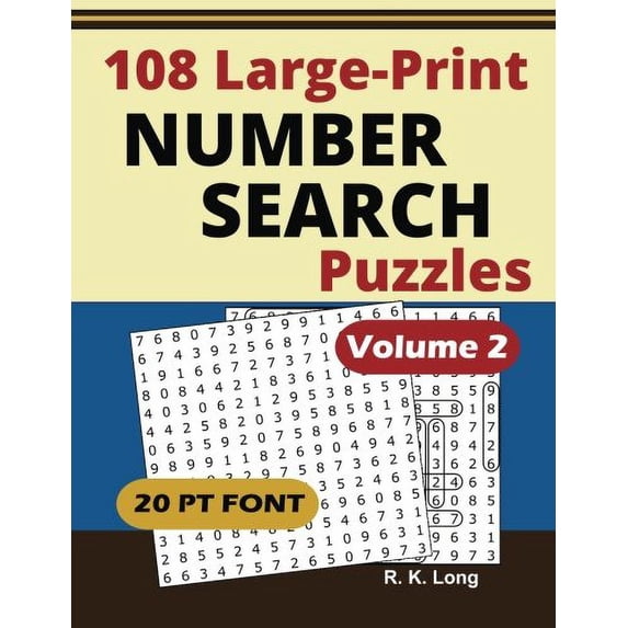 Pre-Owned Large Print Number Search Puzzles, Volume 2: 108 Number Search Puzzles in Large 20-point Font, Great for All Ages Paperback