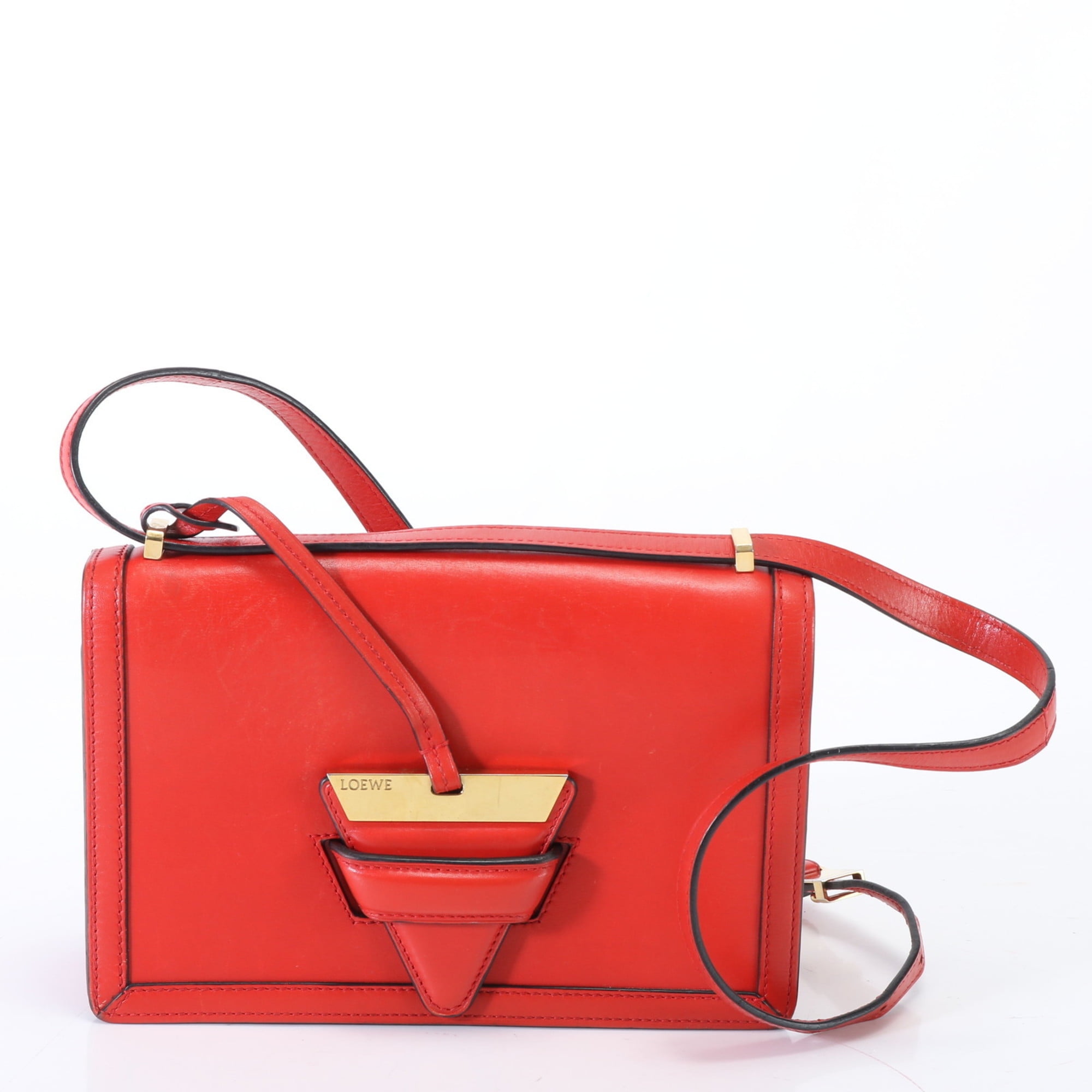 Pre-Owned Loewe Barcelona Red 061604 Leather Shoulder Bag Crossbody Handbag  Tote Women (Good) - Walmart.com