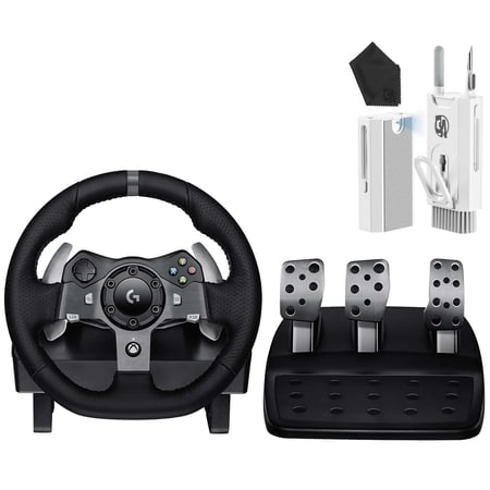 Pre-Owned Logitech Driving Force G920 Steering Wheel and Pedals, 941-000123 (Steering Wheel and Pedals f/PC and Xbox One) BOLT AXTION Bundle (Refurbished: Like New)