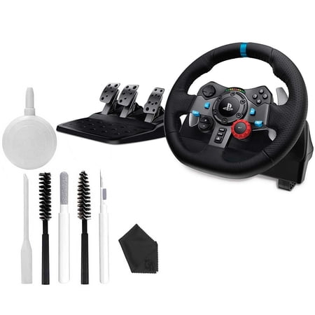 Restored Logitech G29 Driving Force Racing Wheel and Floor Pedals,, Stainless Steel Paddle Shifters, Leather Steering Wheel Cover for PS5, PS4, PC, Mac (Refurbished)