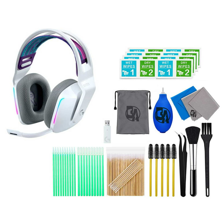 Pre-Owned Logitech G733 LIGHTSPEED Wireless DTS v2.0 Over-the-Ear Gaming  Headset White With Cleaning Kit Bolt Axtion Bundle (Refurbished: Like New)  