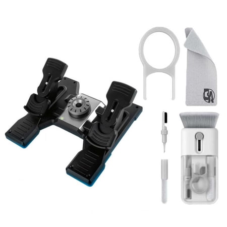 Pre-Owned Logitech - Pro Flight Rudder Pedals Gaming Controller for PC - Black With Cleaning Electric kit Bolt Axtion Bundle (Refurbished: Like New)
