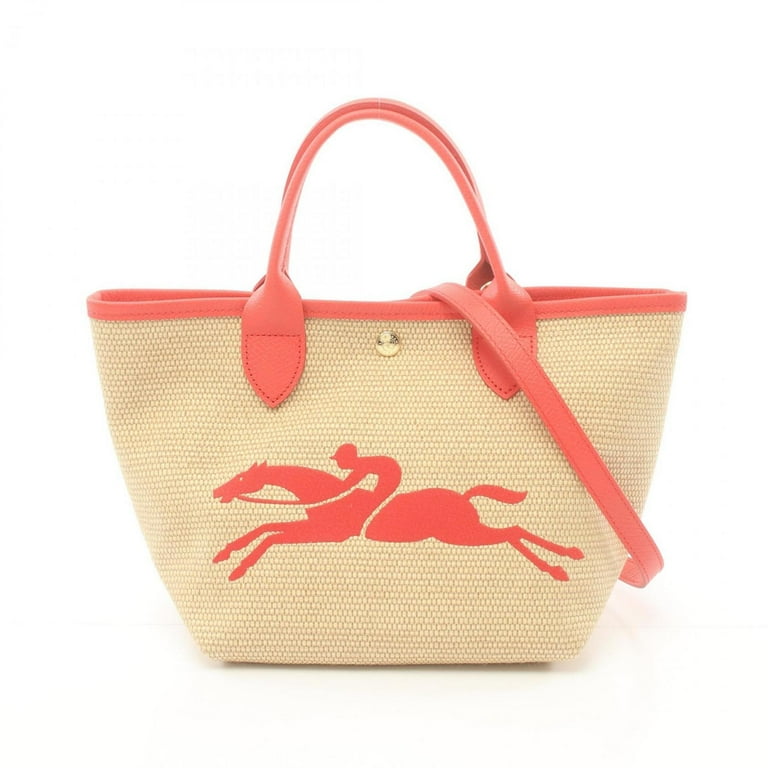 Pre-Owned Longchamp Le Panier Pliage Handbag Bag Leather Pre-Owned Longchamp Le Panier Pliage Handbag Bag Leather