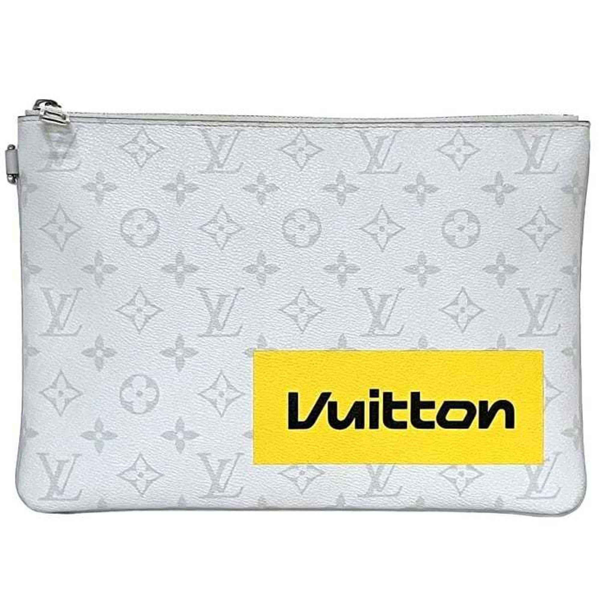 Pre-Owned Louis Vuitton Clutch Bag Zipped Pouch GM White Gray