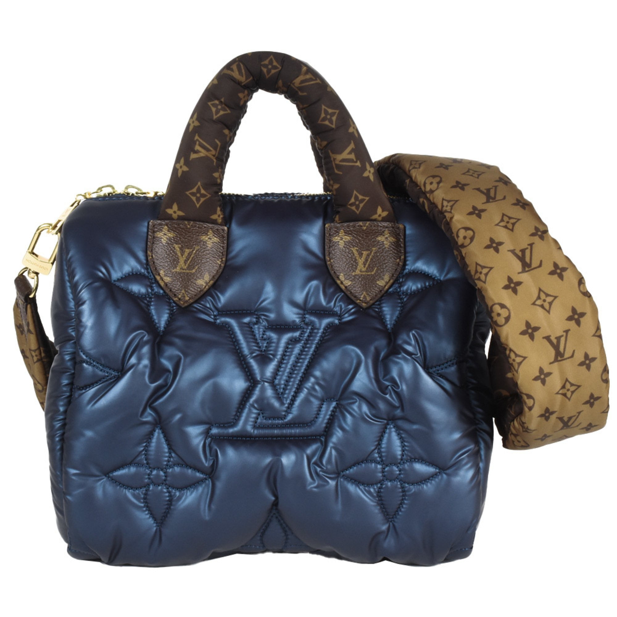 Pre Owned Louis Vuitton LV Pillow Speedy Bandouliere 25 Boston Bag Nylon M21061 Navy RFID IC chip built in handbag shoulder bag Good Walmart