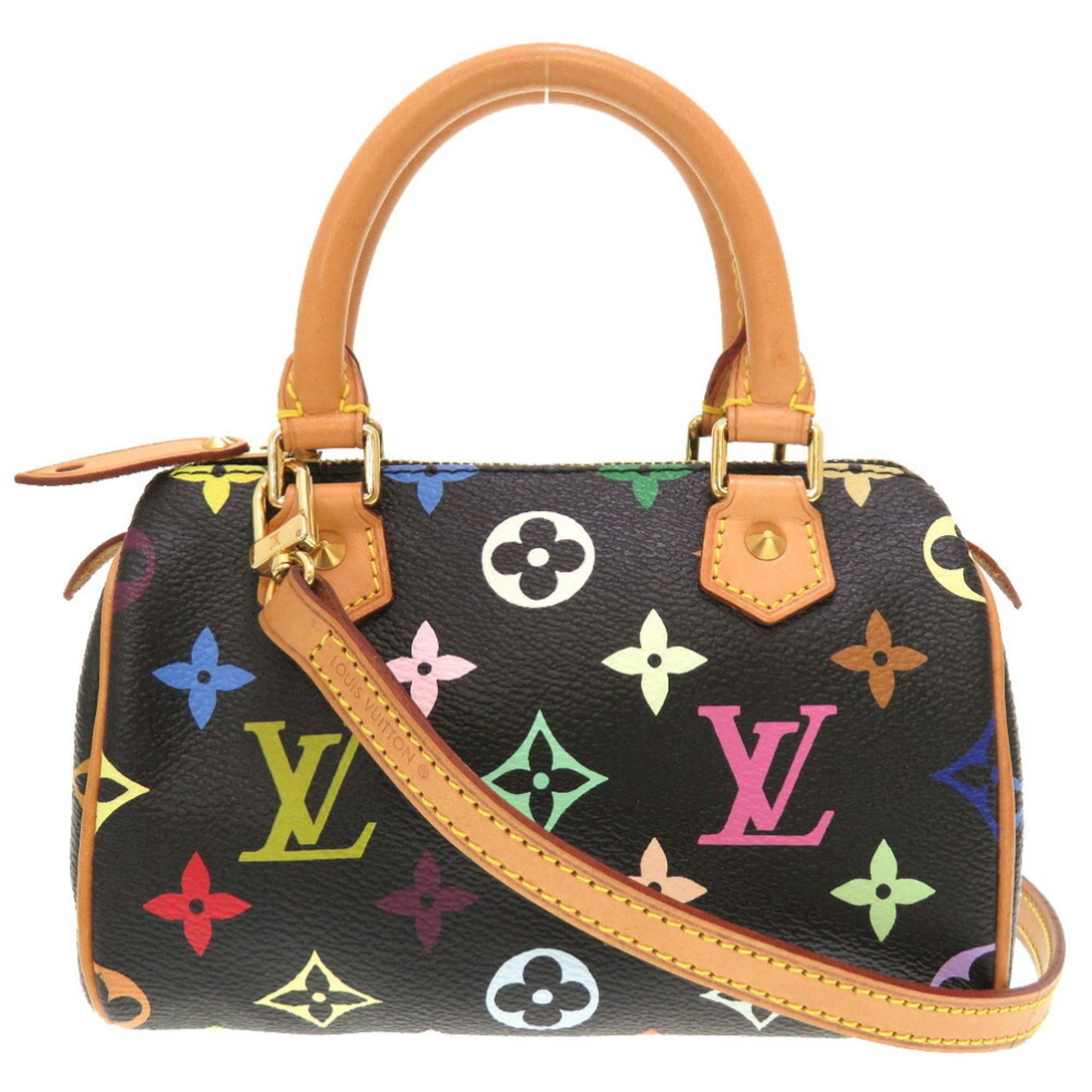 Pre Owned Louis Vuitton Monogram Multicolor Speedy Noir M92644 Handbag Bag Black Good Walmart