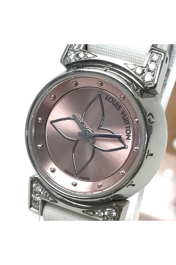 Pre-Owned Louis Vuitton Q151P Rug diamond quartz Wristwatch Pink Based White (Good)
