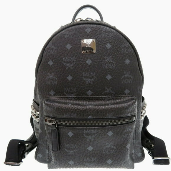 Pre-Owned MCM Studded Visetos MMK6SVE37BK001 Leather Black Rucksack Backpack Bag... (Good)