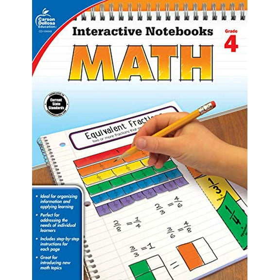 Pre-Owned Carson Dellosa | Math Interactive Notebook | 4th Grade, 96pgs, 9781483824659, 1483824659, Paperback, Csm edition