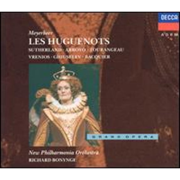 Pre-Owned Meyerbeer: Les Huguenots (CD 0028943054928) by Alan Opie (vocals), Anastasios Vrenios (vocals), Arleen Augér (vocals), Clifford Grant (vocals), Dominic Cossa (vocals);...