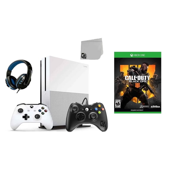 Pre-Owned Microsoft 234-00051 Xbox One S White 1TB Gaming Console with 2 Controller Included with Call of Duty- Black Ops 4 BOLT AXTION ( )
