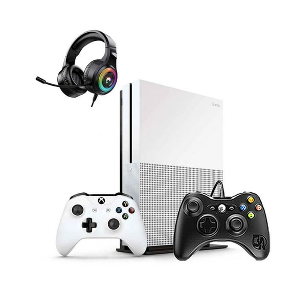 Pre-Owned Microsoft 234-00051 Xbox One S White 1TB Gaming Console with 2 Controller Included BOLT AXTION ( )