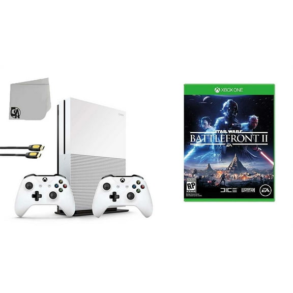 Pre-Owned Microsoft 234-00051 Xbox One S White 1TB Gaming Console with 2 Controller Included with Battlefront II BOLT AXTION Bundle
