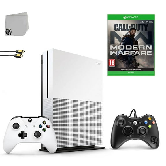 Pre-Owned Microsoft 234-00051 Xbox One S White 1TB Gaming Console with 2 Controller Included with Call of Duty- Modern Warfare BOLT AXTION Bundle