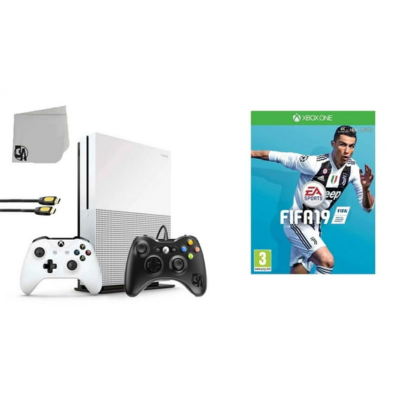 Pre-Owned Microsoft Xbox One S White 1TB Gaming Console with 2 Controllers, FIFA 19