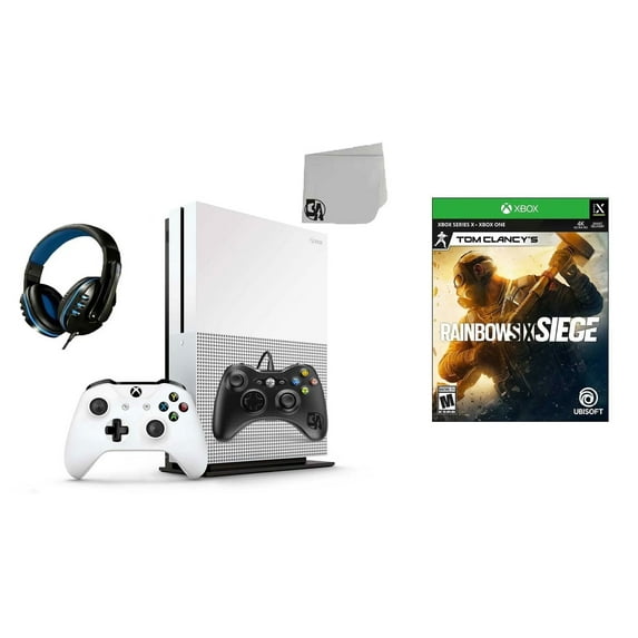 Pre-Owned Microsoft 234-00051 Xbox One S White 1TB Gaming Console with 2 Controller Included with Tom Clancy's Rainbow Six Siege BOLT AXTION Bundle