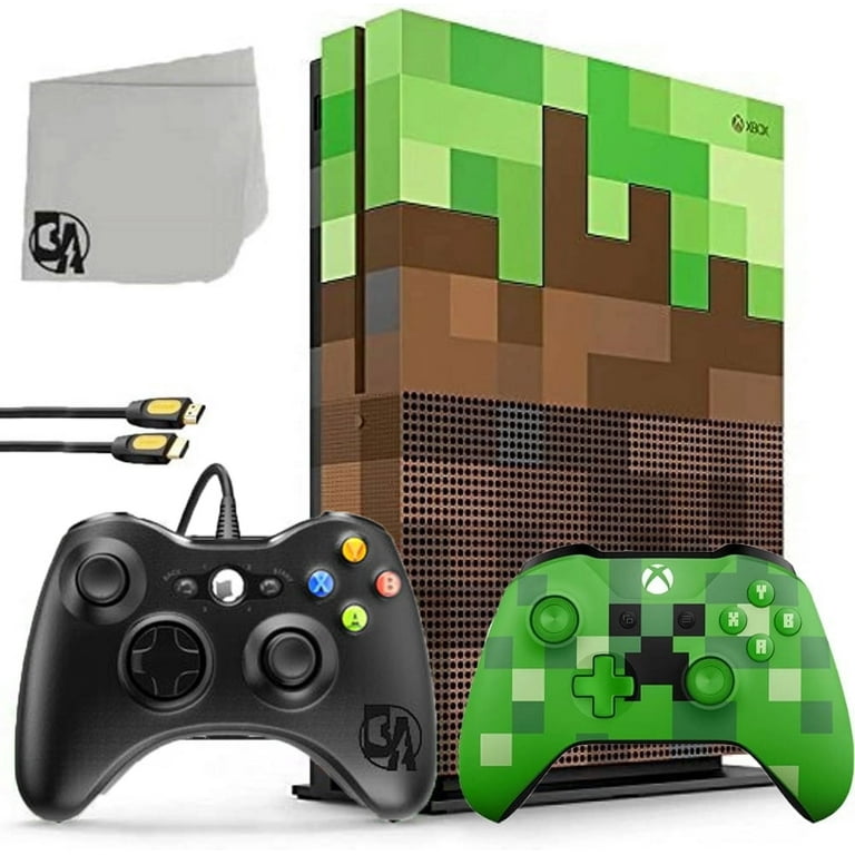 Restored Microsoft 23C 00001 Xbox One S Minecraft Limited Edition 1TB Gaming Console with 2 Controller Included BOLT AXTION Bundle Refurbished Walmart
