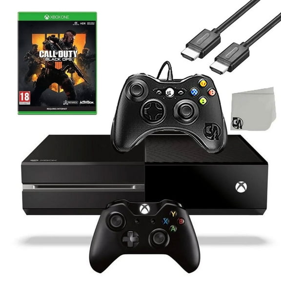 Restored Microsoft Xbox One Original 500GB Gaming Console Black HDMI Cable 2 Controller Included With Call of Duty Black Ops 4 Game BOLT AXTION (Refurbished)