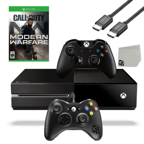 Pre-Owned Microsoft Xbox One Original 500GB Gaming Console Black HDMI Cable 2 Controller Included With Call Of Duty-Modern WarfareGame BOLT AXTION Bundle