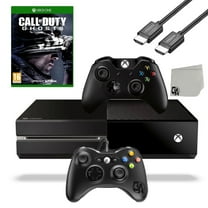 Pre-Owned Microsoft Xbox One Original 500GB Gaming Console Black HDMI Cable 2 Controller Included With Call of Duty Ghosts Game BOLT AXTION Bundle