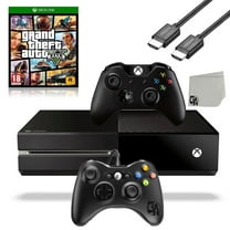 Pre-Owned Microsoft Xbox One Original 500GB Gaming Console Black HDMI Cable 2 Controller Included With GTA V Game BOLT AXTION Bundle