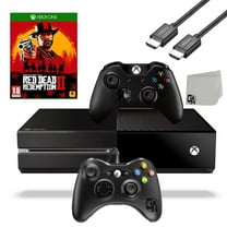 Pre-Owned Microsoft Xbox One Original 500GB Gaming Console Black HDMI Cable 2 Controller Included With Read Dead Redemption Game BOLT AXTION Bundle