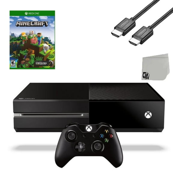 Pre-Owned Microsoft Xbox One Original 500GB Gaming Console Black HDMI Cable With Minecraft Game BOLT AXTION Bundle