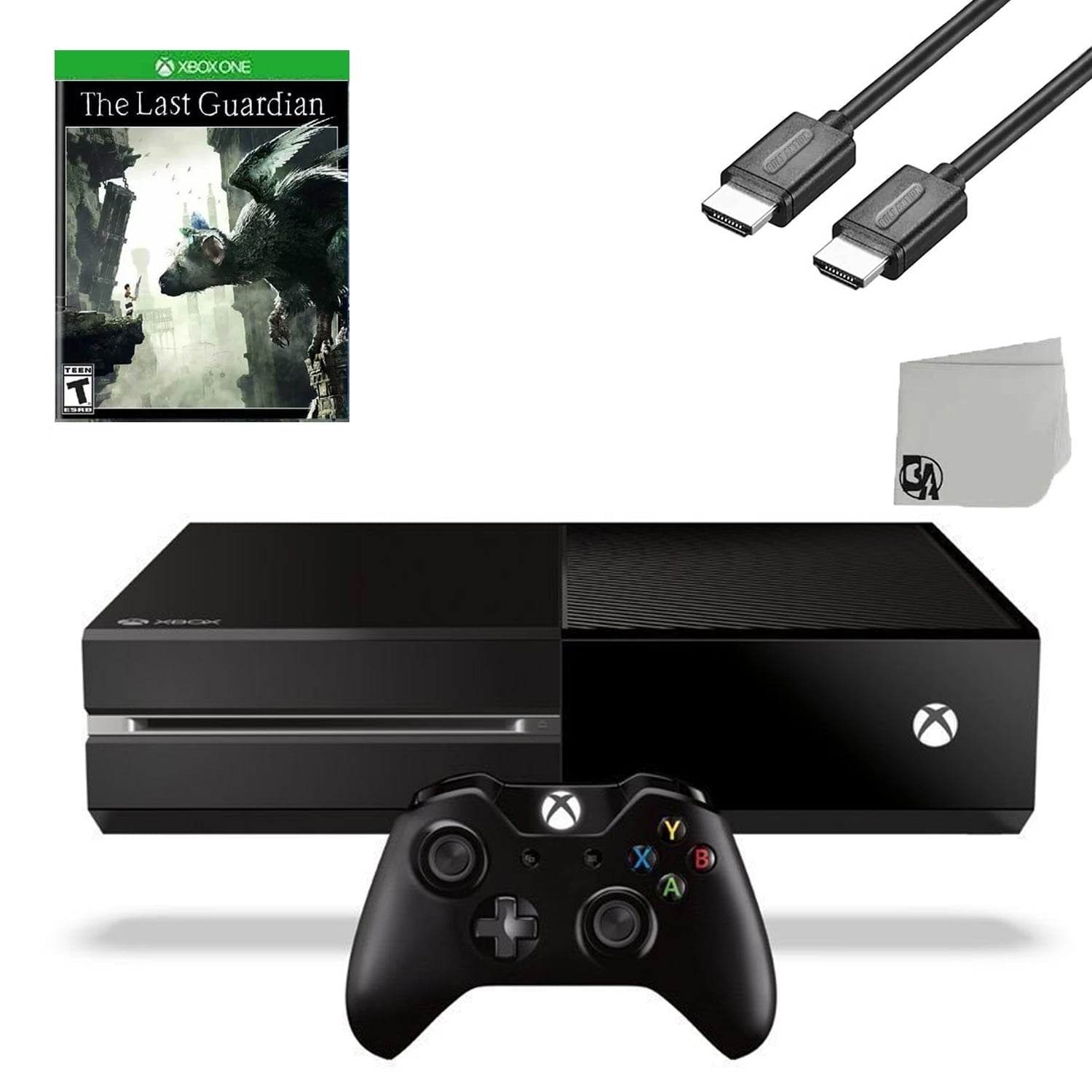 Pre-Owned Microsoft Xbox One Original 500GB Gaming Console Black HDMI Cable With The Last Guardian Game BOLT AXTION ( )