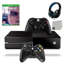 Pre-Owned Microsoft Xbox One Original 500GB Gaming Console Black Headset 2 Controller Included With Detroit Become Human Game BOLT AXTION ( )