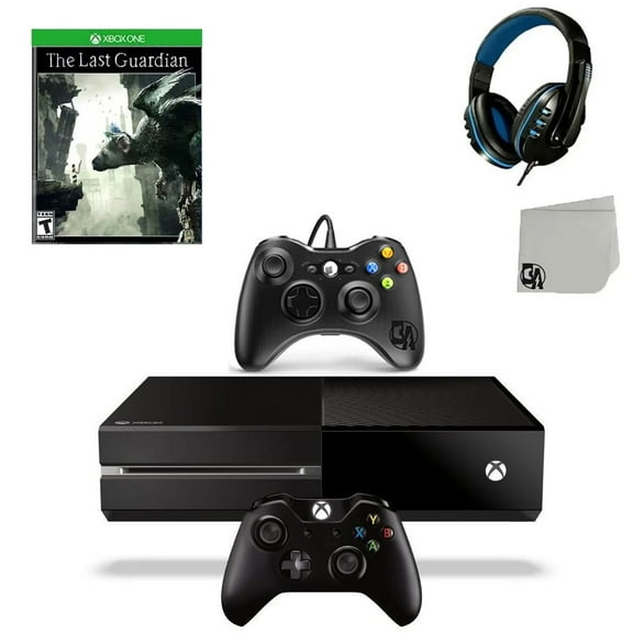 Pre-Owned Microsoft Xbox One Original 500GB Gaming Console Black Headset 2 Controller Included With The Last Guardian Game BOLT AXTION Bundle
