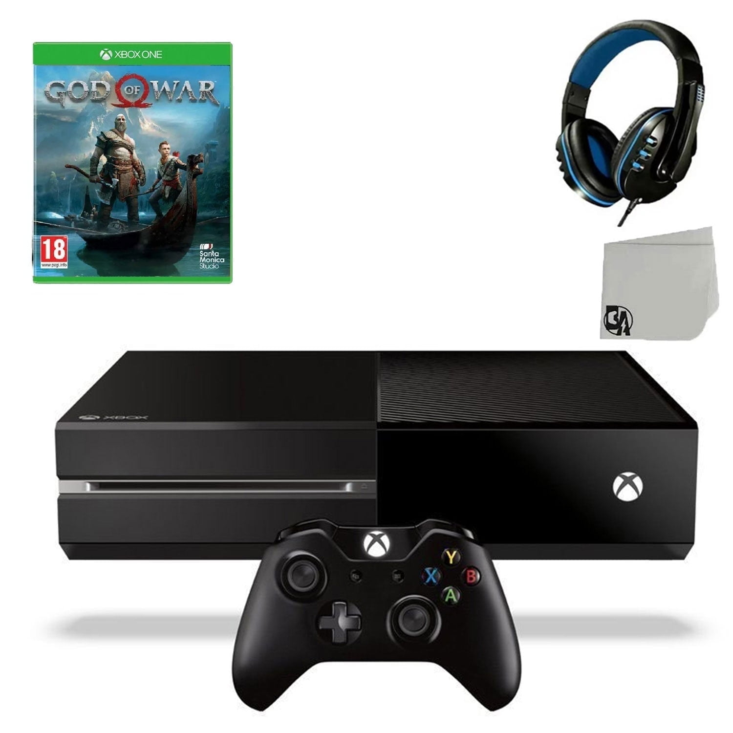 Pre-Owned Microsoft Xbox One Original 500GB Gaming Console Black Headset With God Of War Game BOLT AXTION Bundle