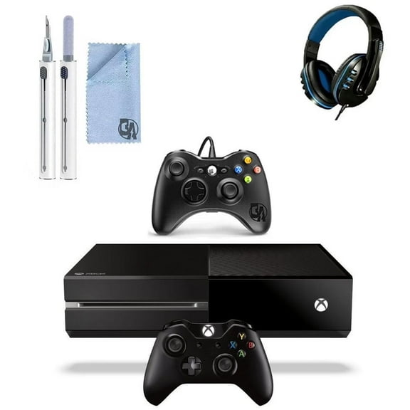 Pre-Owned Microsoft Xbox One Original 500GB Gaming Console Black with 2 Controller Headset Cleaning Kit Bundle ( )