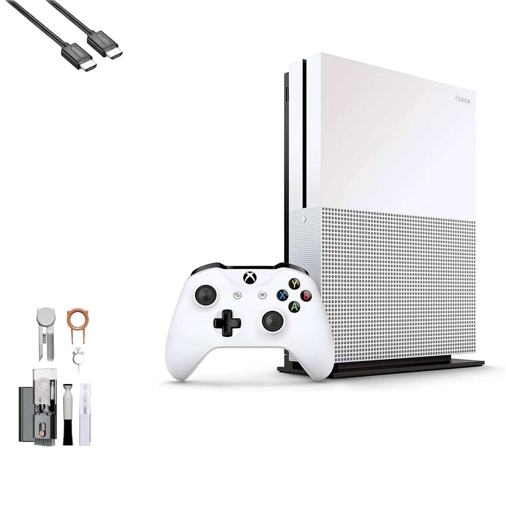 Pre-Owned Microsoft Xbox One S 1TB, 4K Ultra HD White with BOLT AXTION Cleaning Kit HDMI Bundle ( )