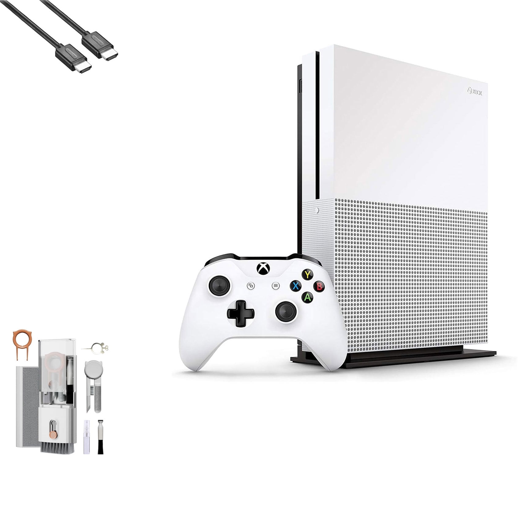 Restored Microsoft Xbox One S 1TB, 4K Ultra HD White with BOLT AXTION